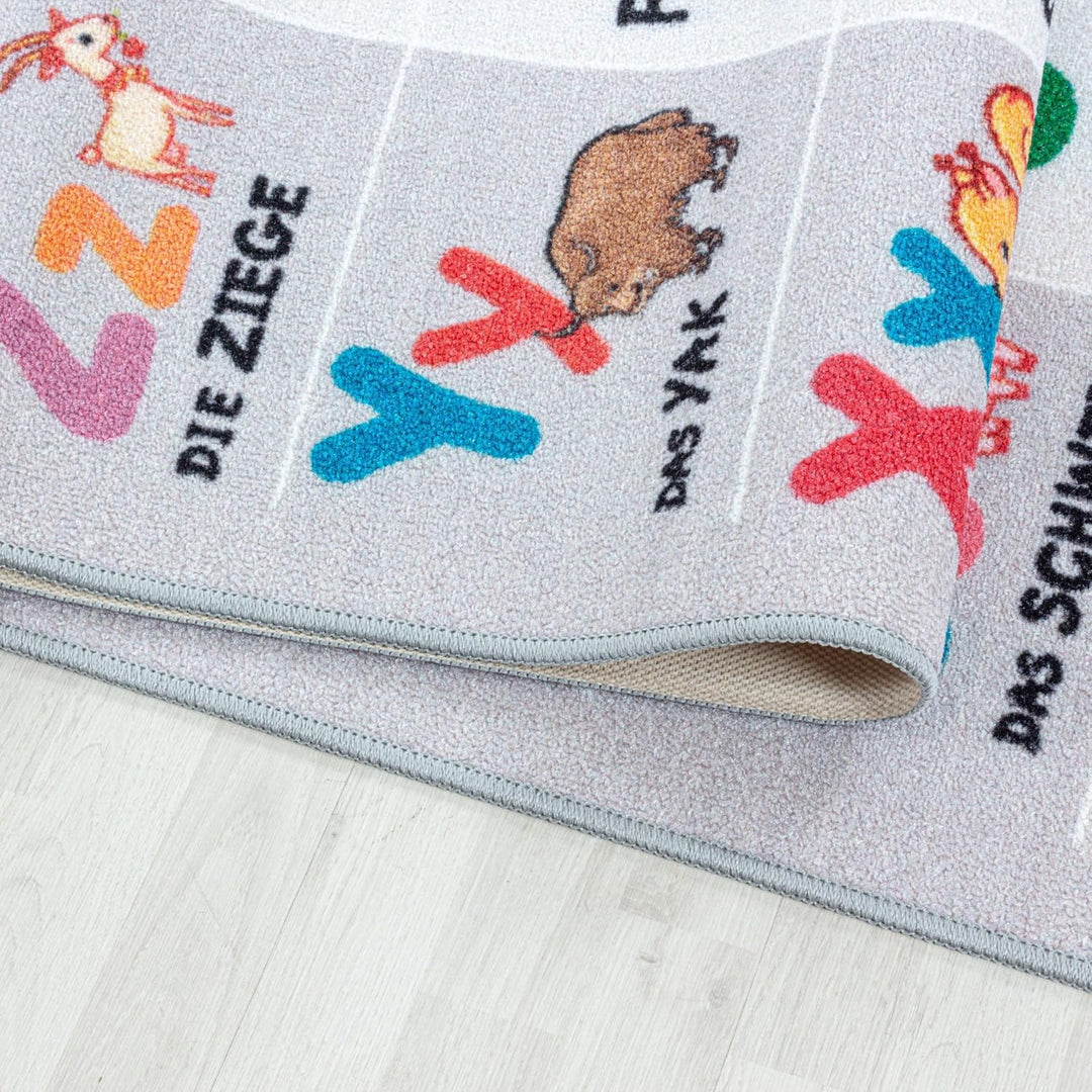 Kinderteppiche für Kinder Alphabet Buchstaben Zahlen Tiere Spielteppich Waschbar Jungen &amp; Mädchen Te