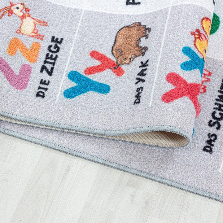 Kinderteppiche für Kinder Alphabet Buchstaben Zahlen Tiere Spielteppich Waschbar Jungen &amp; Mädchen Te