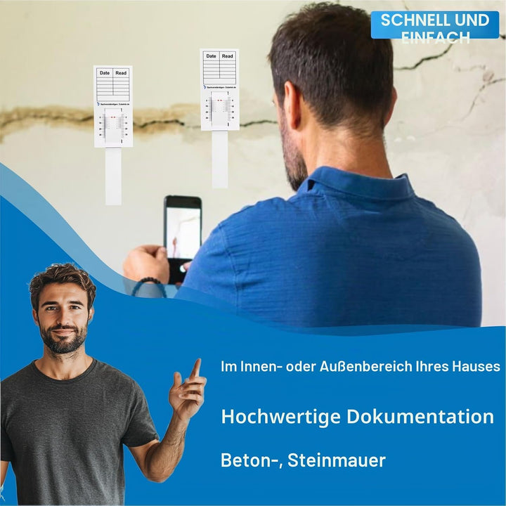 Sachverständigen-Zubehör® Rissmonitor als [Profi Messgerät] 2er Set | günstige Messlehre | Spaltmass