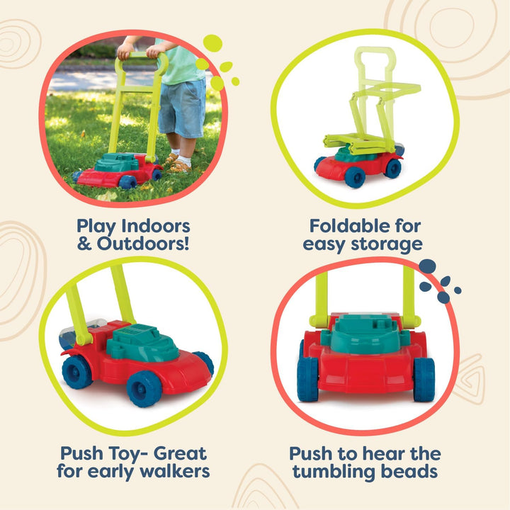 B. toys – Mini-Mäher – Spielzeug-Rasenmäher – Perlenbecher – Klassisches Schiebespielzeug für Kleink