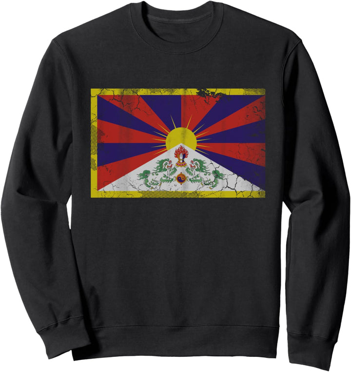 Vintage Flagge Tibet Tibet Vintage Distressed Männer Frauen Sweatshirt