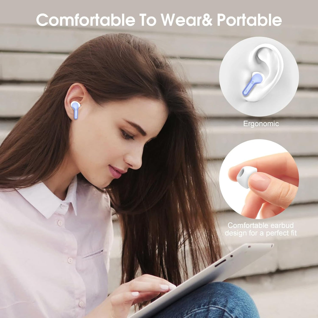 Bluetooth Kopfhörer, Kopfhörer Kabellos Bluetooth 5.4 In Ear, 4 ENC Noise Cancelling Mic Ohrhörer, H