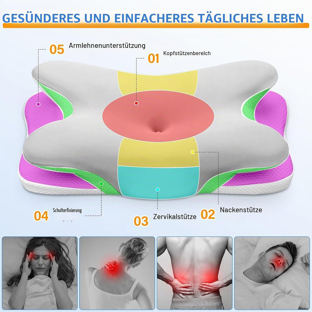 Ehomfory Nackenstützkissen Nackenkissen Kopfkissen Memory Foam Kissen, Ergonomisches Seitenschläferk