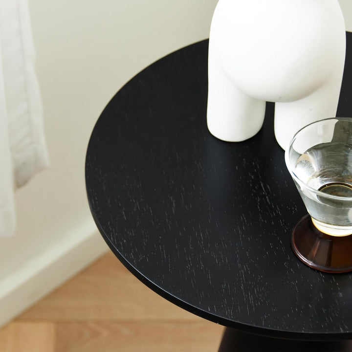 Beistelltisch Rund, Beistelltisch Holz Schwarz, Couchtisch Klein Rund für Wohnzimmer, Runder Beistel