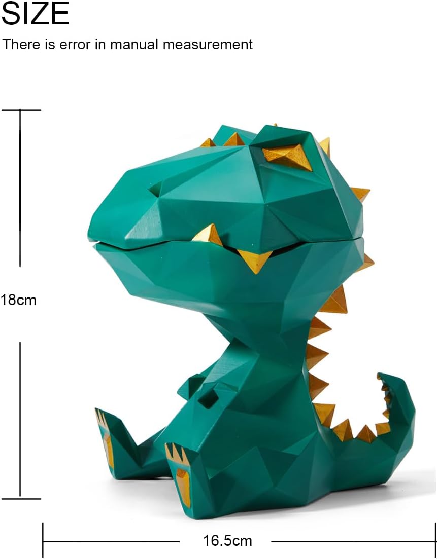 HAUCOZE Dinosaurier Keksdose Modern Arts Figur Tier Geschenk Dekor Polyresin Grün 18cm, Grün