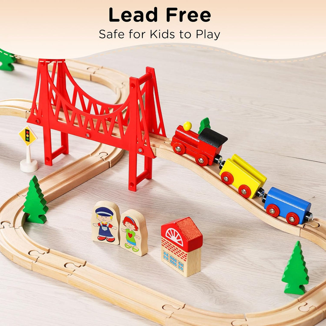 SainSmart Jr. 37 Pcs Holzeisenbahn und Züge Pack Eisenbahn Anfängerset Kompatibel mit Thomas Passend