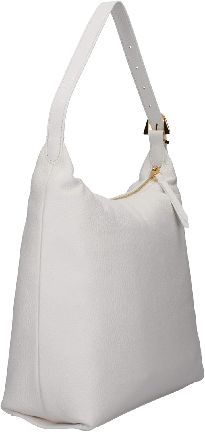 Coccinelle Leder Schultertasche Gleen Handbag Grained Leather Brillant White, Brillant White
