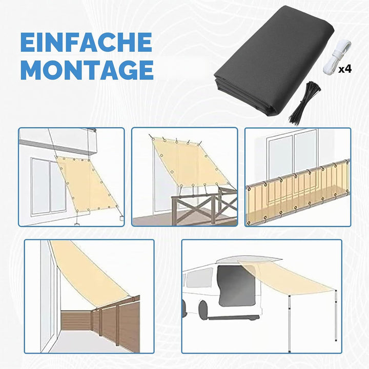 Sonnenplane 2x4M, Segeltuch Meterware im Viele Grösse und Farben, Windschutznetz inkl Befestigungsse