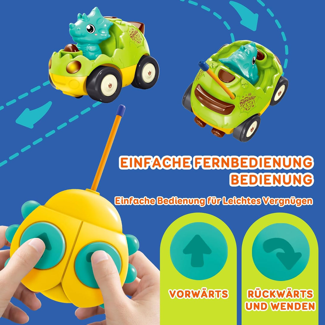 Pup Go Kleinkind Dinosaurier RC Cartoon Auto mit Musik und Lichtern, 2 austauschbare Puppen, Erste F