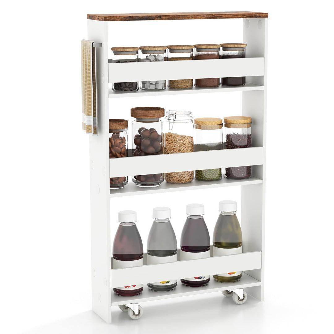 GIANTEX Nischenregal 13cm breit, Küchenregal Küchenschrank Küchenwagen , Nischenschrank Nischenwagen