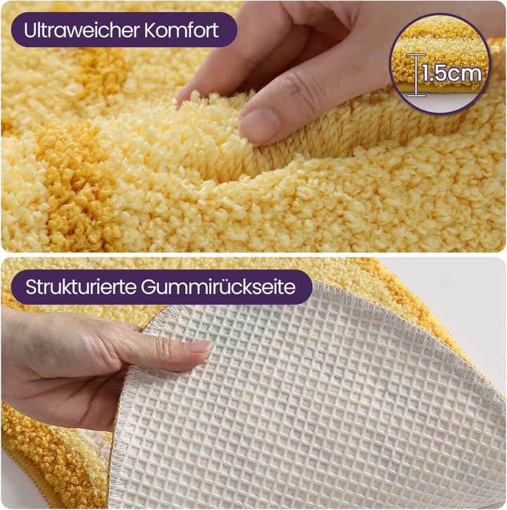 DEXI Badezimmerteppich 60 x 130 cm, Badematte rutschfest Absorbierende mit Bananenmuster, waschbarer
