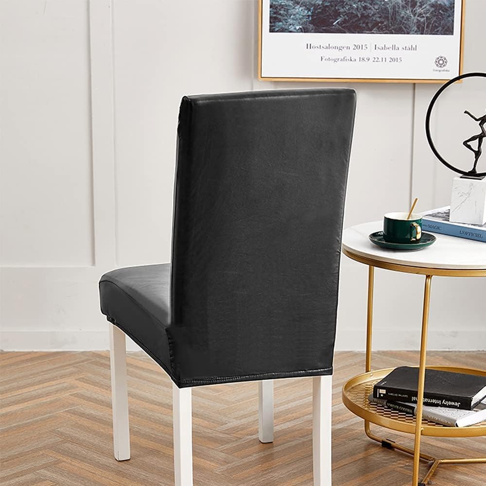 Bestenrose Stuhlhussen 6er/4er PU Leder Stuhlbezug wasserdichte Stretch Esszimmer Stuhlüberzug Stret