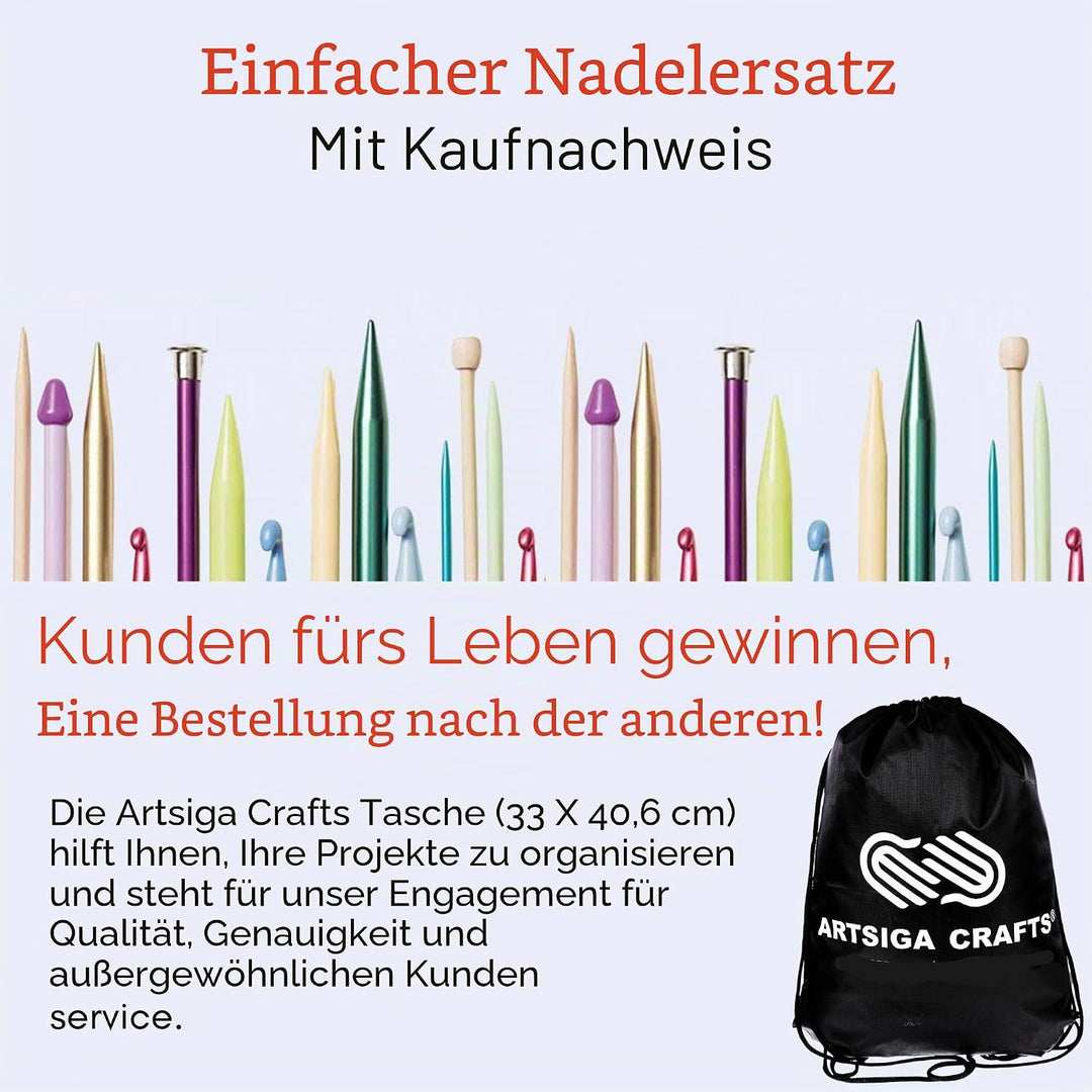 ChiaoGoo Stricknadeln, austauschbare rote Spitze, klein, 12,7 cm, mit 1 Artsiga Craft-Projekttasche