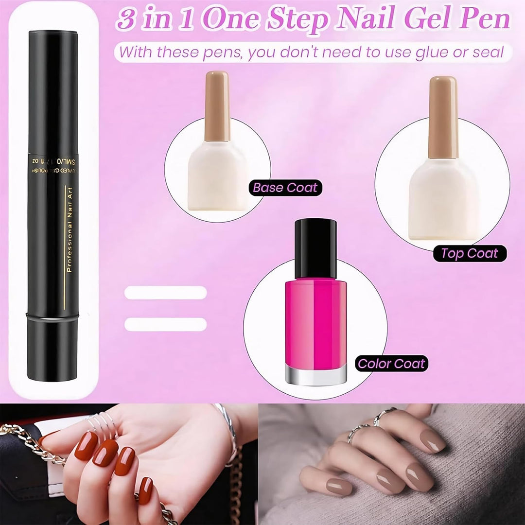 3-in-1-Nagellackstift-Set, 6-teilig – schnell trocknende Nagellackstifte, in einem Schritt einweiche