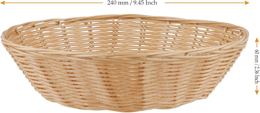 15 Stück Brotkorb Geflochten Rund, 24x6cm Brotkörbchen Kunststoff Brötchenkorb, Geflochtener Korb Br