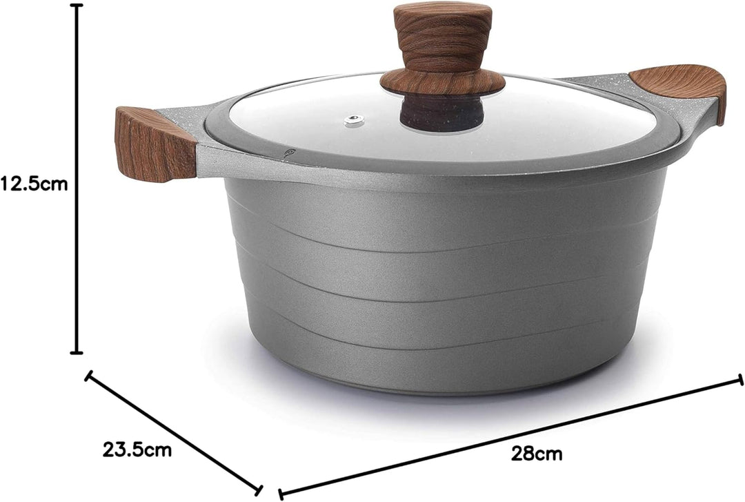 Lacor Bratentopf M/Glasdeckel, Aluminium, Grau, 27 x 23 x 12 cm, 27 x 23 x 12 cm