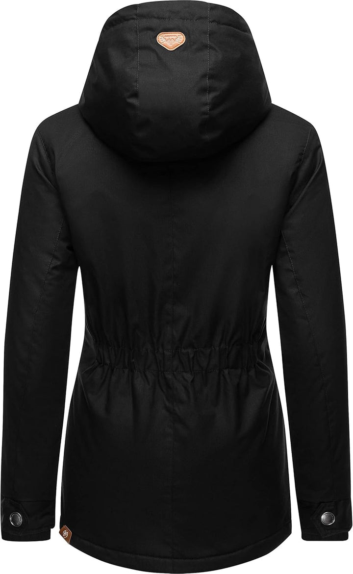 Ragwear Damen Winterjacke Warmer Kurzmantel mit Kapuze Monade XS-6XL XS Black22, XS Black22