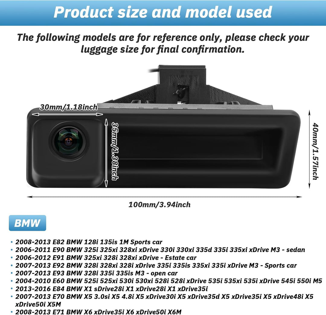 E61 E88 E91 Rückfahrkamera für BMW E90 E60 E70 E71 E72 E82 E84 E92 E93 X1 X5 170 Grad Weitwinkel Aut