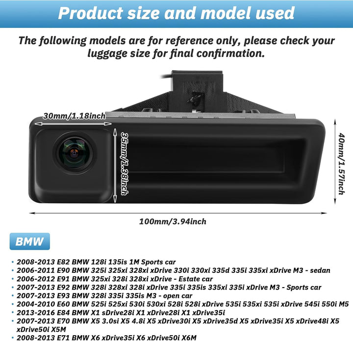 E61 E88 E91 Rückfahrkamera für BMW E90 E60 E70 E71 E72 E82 E84 E92 E93 X1 X5 170 Grad Weitwinkel Aut