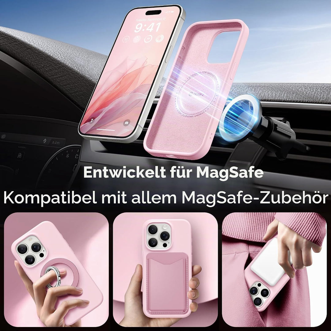 GONEZ für iPhone 15 Pro Hülle Silikon 6,1 Zoll &amp; Displayschutz, [MagSafe-kompatibel] dünne Handyhüll