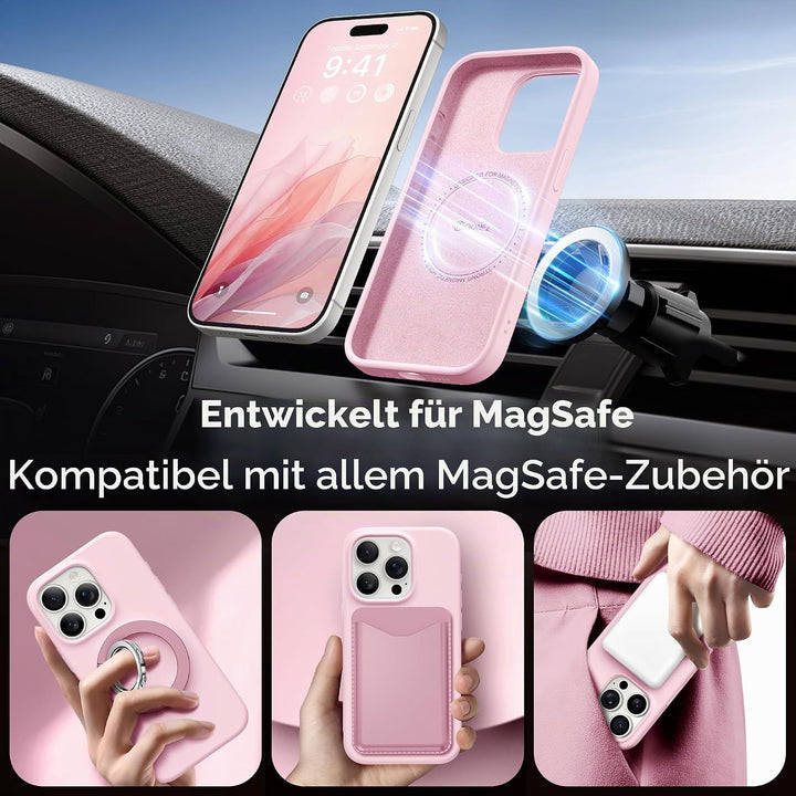 GONEZ für iPhone 15 Pro Hülle Silikon 6,1 Zoll &amp; Displayschutz, [MagSafe-kompatibel] dünne Handyhüll