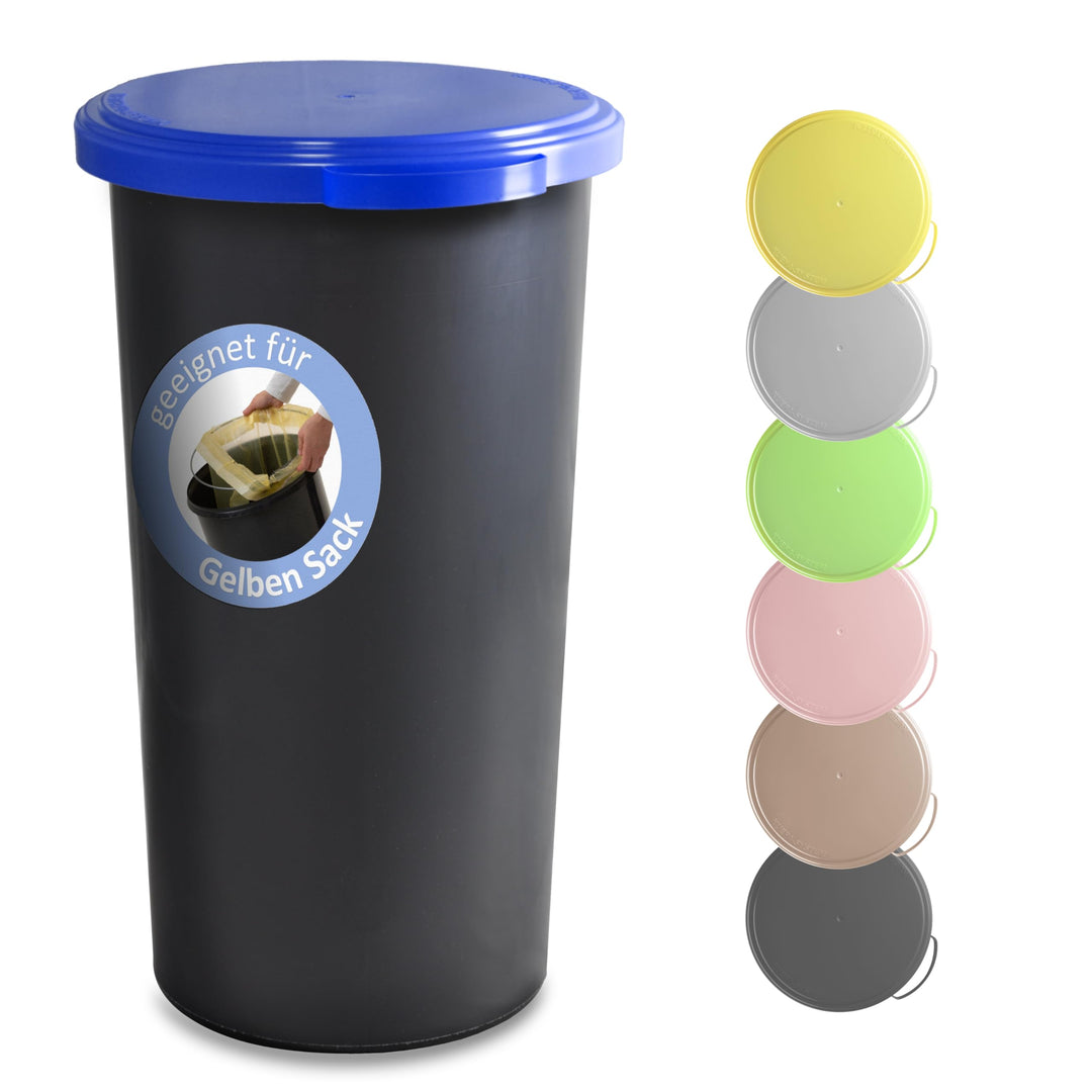 KUEFA 60L Müllsackständer mit flachem Deckel - Gelber Sack Mülleimer (Blau), Blau