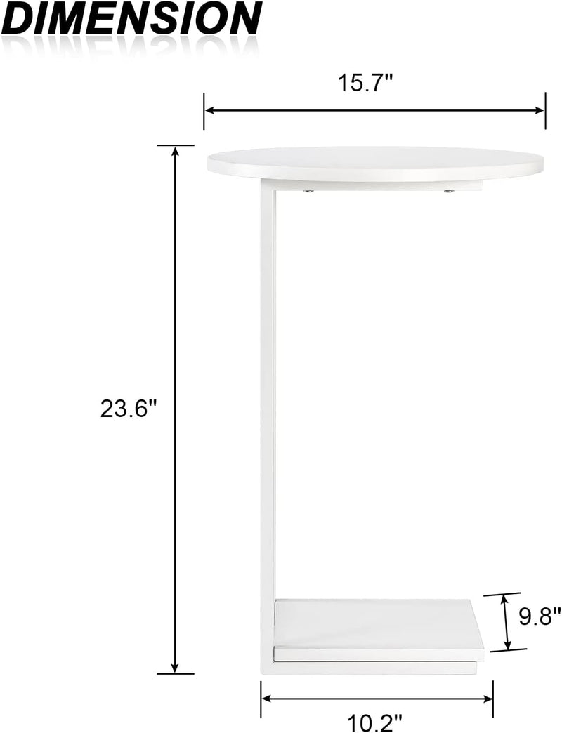 HDANI C-förmiger Beistelltisch 2er Set,Runder Couchtisch Sofatisch Nachttisch Nachttisch Laptoptisch