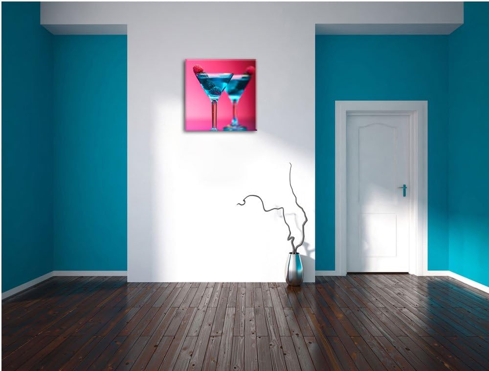 Pixxprint Cocktails mit Himbeeren als Leinwandbild Quadratisch/Grösse: 70x70 / Wandbild/Kunstdruck/f