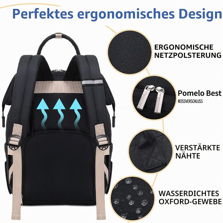 Pomelo Best Baby Wickelrucksack stylische Wickeltasche Rucksack mit Wickelunterlage multifunktional