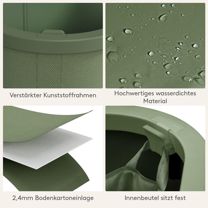 Lifewit Wäschekorb mit Deckel, 85L Wäschesammler mit Kunststoffrahmen, faltbarer grosser Wäschesorti