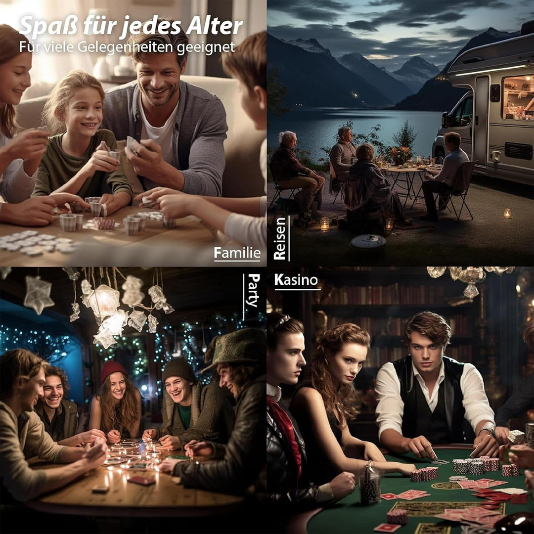 Pokerkoffer mit 500 Laserchips 2 Pokerdecks 3 Button Poker Komplettset, Pokerset Profi Deluxe Set St