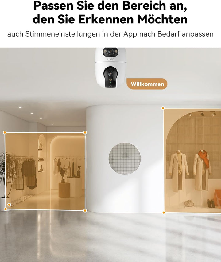 Imou Überwachungskamera Innen mit 2K Dual-Objektiv, 2.4GHz/5GHz WLAN, Personen-/Haustiererkennung, F
