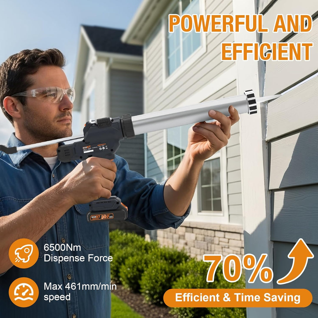 MAXXT Elektro-Dichtungsspritze für 600 ml-Kartuschen, 20V Silikonspritze mit 2000 mAh Akkus zum Dich