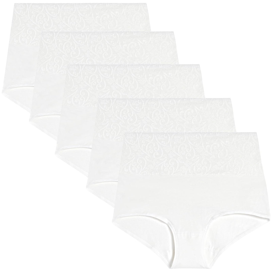 YaShaer Unterhosen Damen Baumwolle Hohe Taille Slips Hoher Taillenslip für Frauen Mehrpack XL 5er Pa