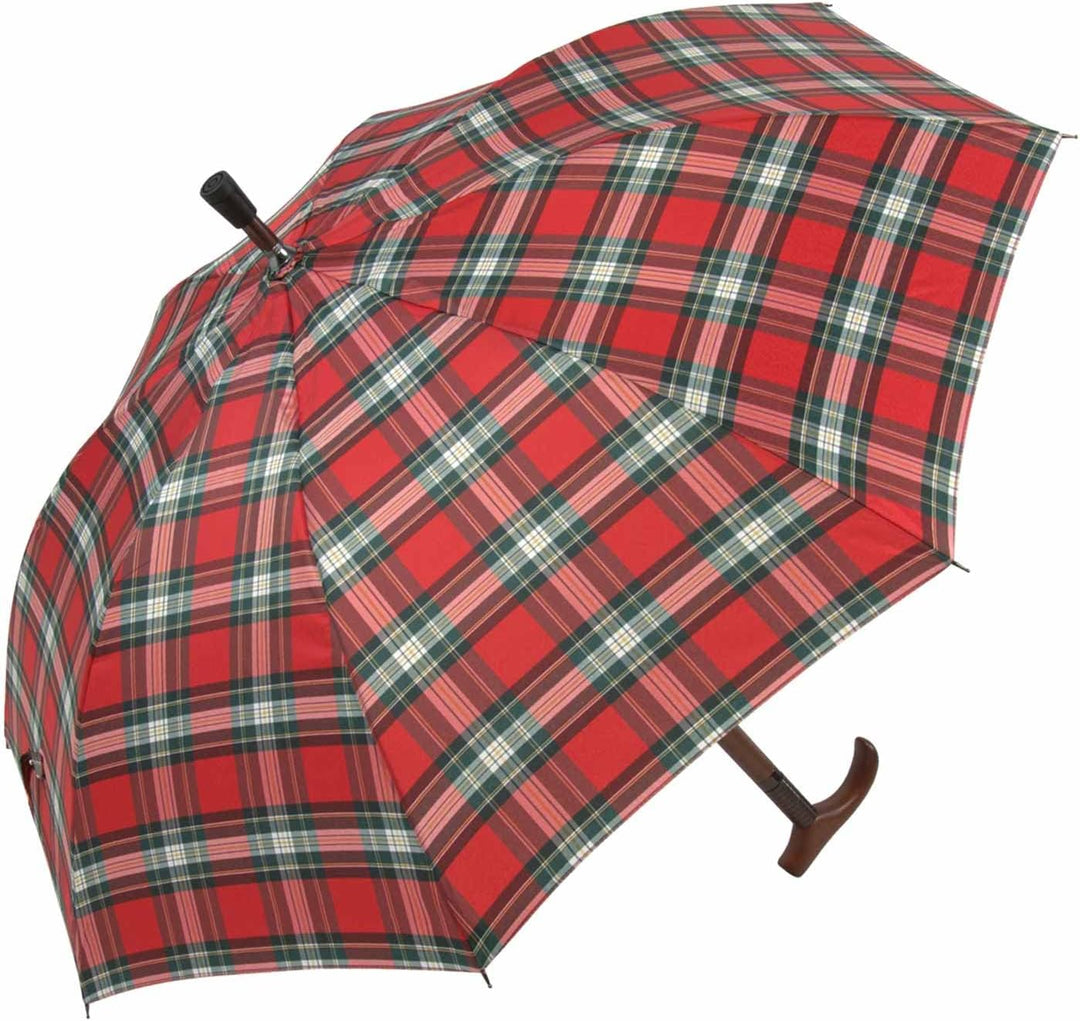iX-brella Stützschirm höhenverstellbar mit Holzgriff - Karo rot, Karo Rot