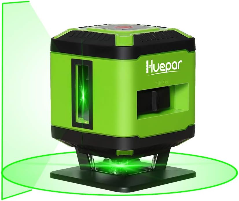 Huepar FL360G Fliesen Laser Grün, Kreuzlinienlaser für die Verlegung von Fliesen, Umschaltbar Selbst