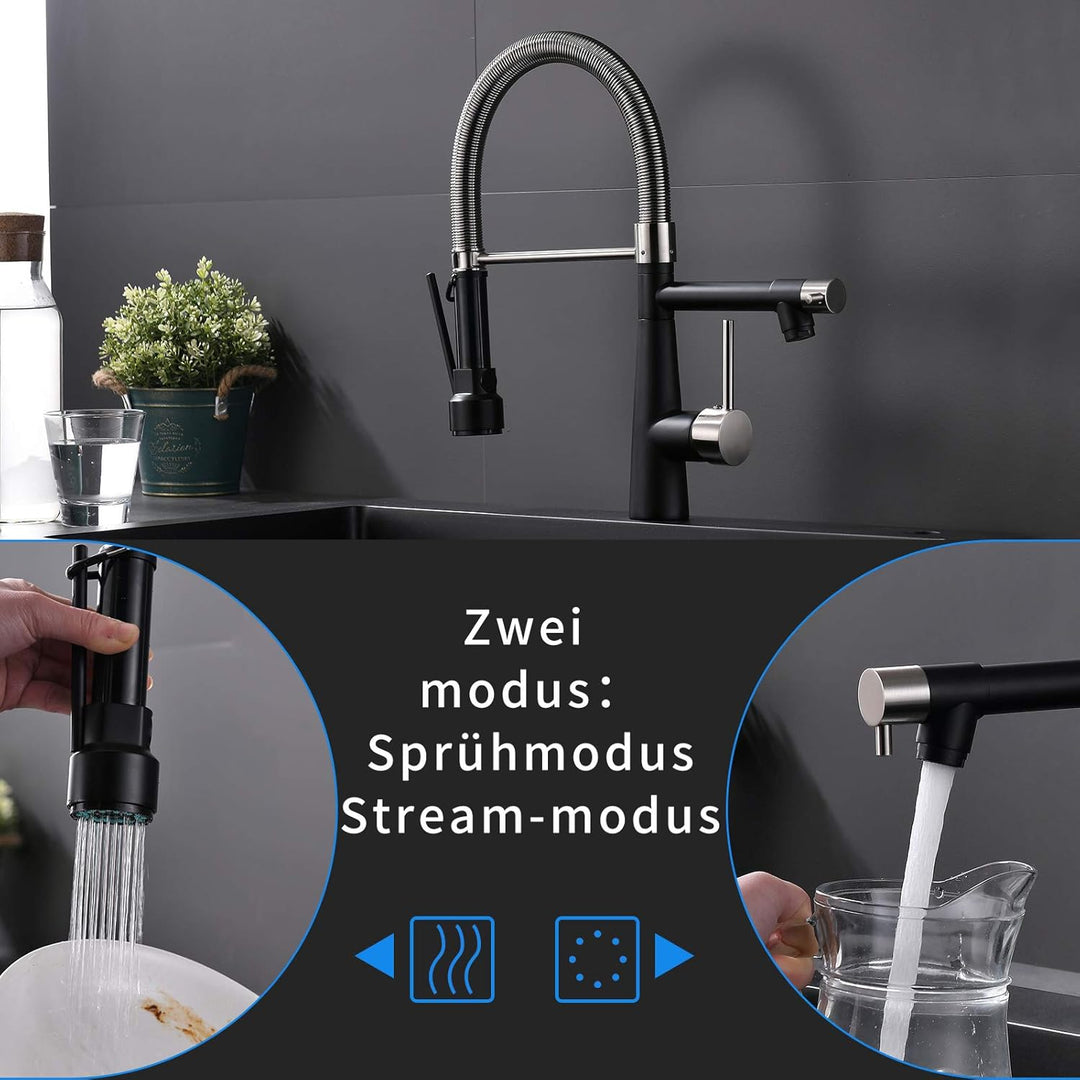 TIMACO Wasserhahn Küche mit Schloss Brause Ausziehbar - 360° Schwenkbarz- Einhebel Mischbatterie & P