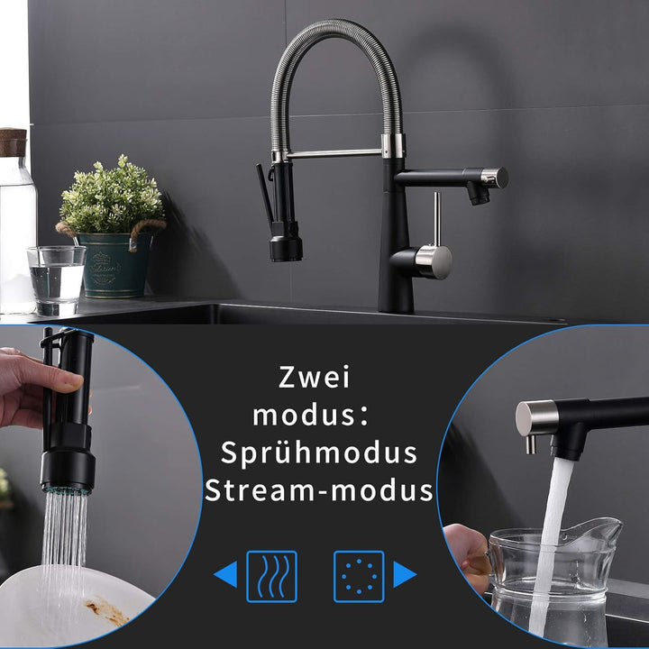 TIMACO Wasserhahn Küche mit Schloss Brause Ausziehbar - 360° Schwenkbarz- Einhebel Mischbatterie & P
