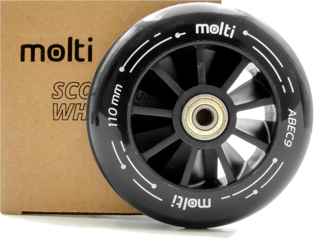 molti 2 Ersatzräder Ersatzrollen 100/110mm mit ABEC-9 Chrom 2er Set wheels Skaterrollen, Scooterroll