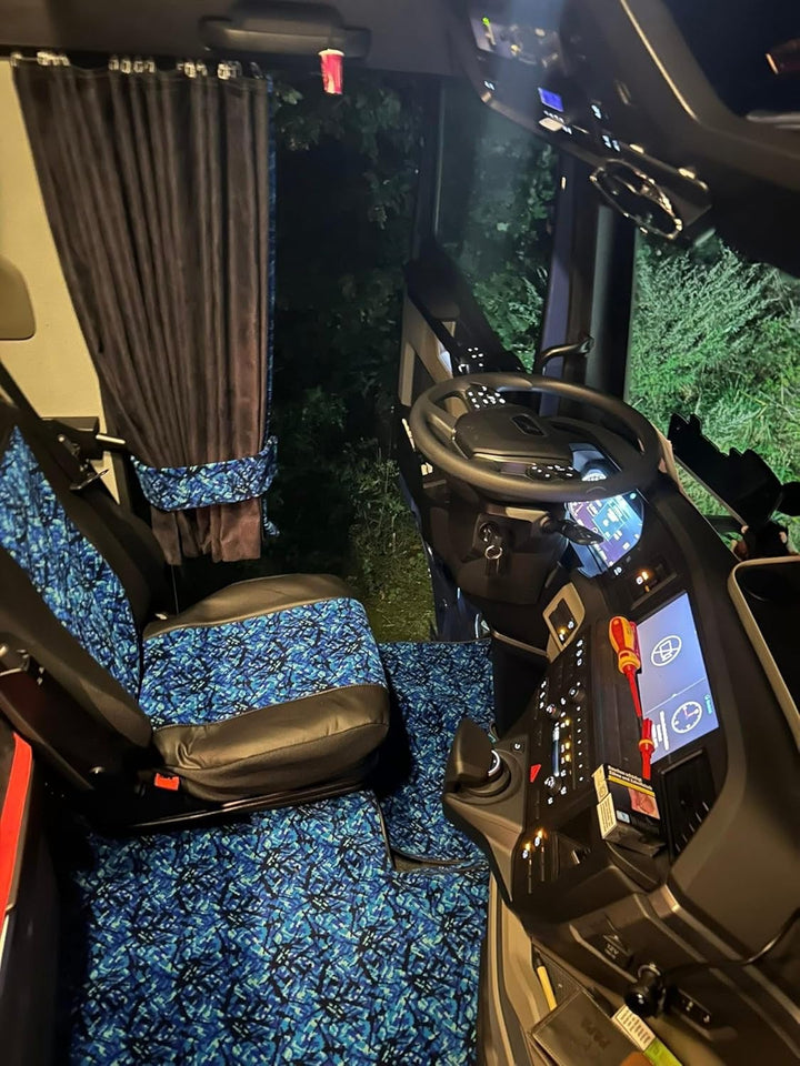 Sitzbezüge-Set für MAN TGX TGS TGL TGM ab 2020, Dänisch Plüsch Blau, Kunstleder, Fahrer- und Beifahr