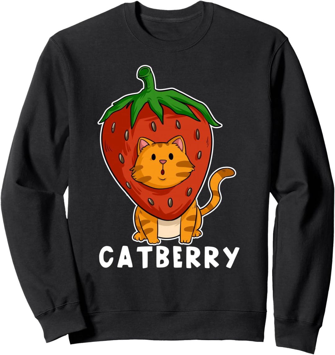Lustige Catberry Erdbeere Beere Katze Frucht Kätzchen Pfote Sweatshirt