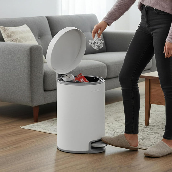 mVm Mülleimer Küche 20L, Mülleimer mit Deckel, Weiss Weiss 20L, Weiss 20L