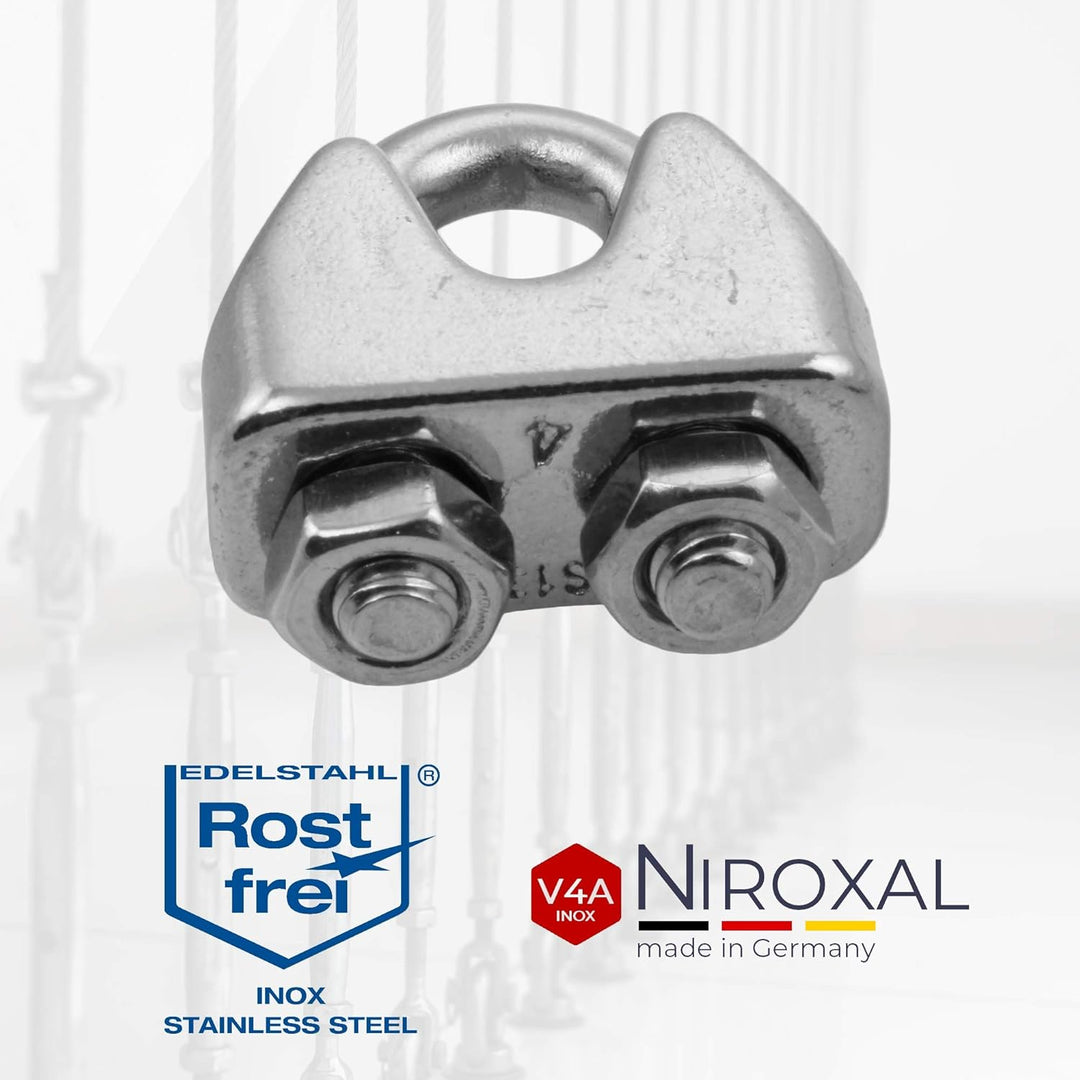 50 Stück rostfreie Drahtseilklemme 10mm Edelstahl A4 Bügelseilklemme passend für Ø 10 mm Draht | im