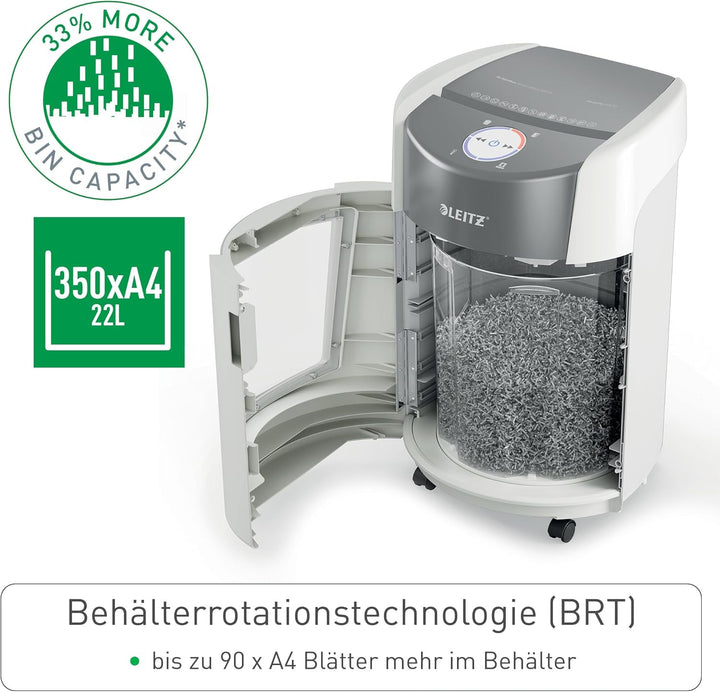 Leitz IQ Optimax Small Office 350 P5 Aktenvernichter, Mikroschnitt, Bis 8 Blatt 80 g/m², 33 Prozent