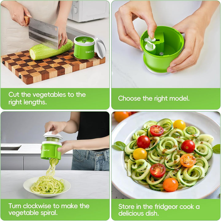 Spiralschneider Gemüse mit Behälter- 4 in 1 zucchini spiralschneider | Gemüseschneider Spaghetti Gem