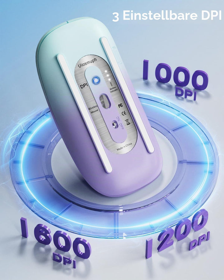 Uiosmuph G11 kabellos Maus, Leise USB-C aufladbar Mouse,Grün und Lila, Grün und Lila