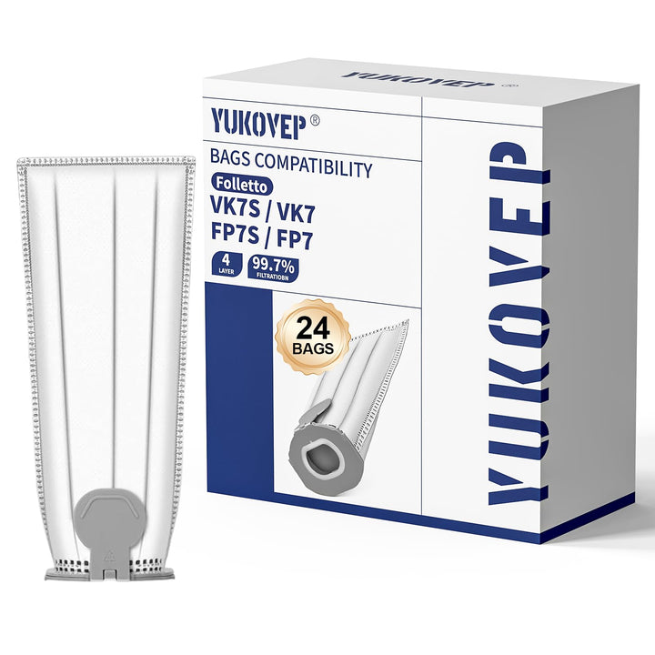 24 Staubsaugerbeutel kompatibel für Kobold Vk7s Vk7 Fp7s Fp7, für Kobold VK7 Filter Beutel Zubehör (