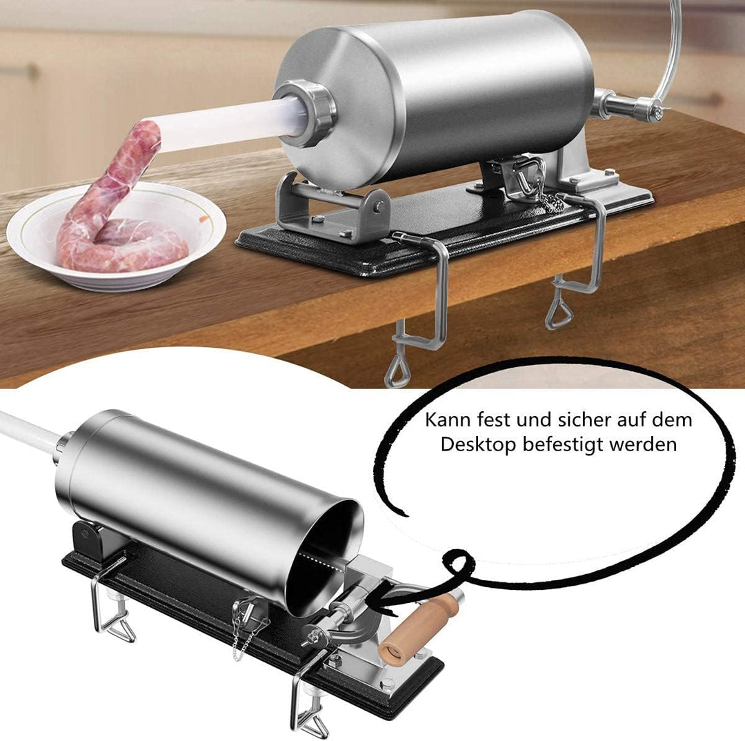 RELAX4LIFE 3,6L Wurstfüller manuell, Wurstfüllmaschine mit 4 Füllrohre, Wurstpritze für Metzgerei &