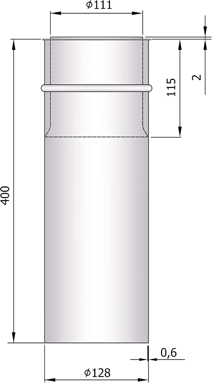 Mauermuffe Ø120 mm 40 cm lang kürzbar Wandfutter kürzbar Doppelwandfutter für Rauchrohr Ofenrohr Kam