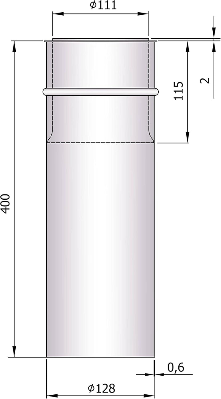 Mauermuffe Ø120 mm 40 cm lang kürzbar Wandfutter kürzbar Doppelwandfutter für Rauchrohr Ofenrohr Kam